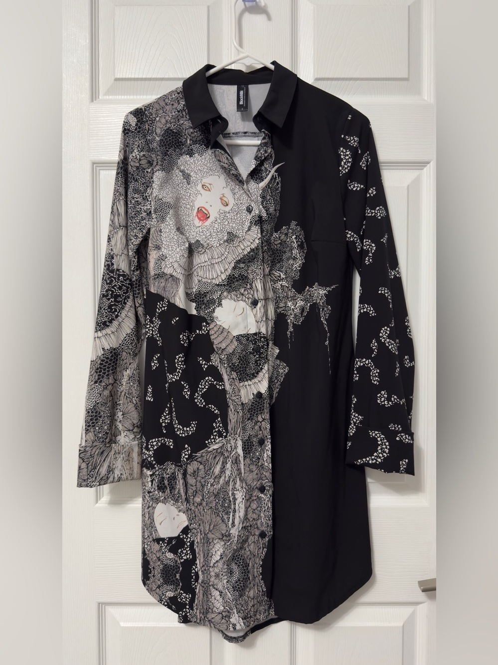 Abstract Graphic Longline dress - Black & White